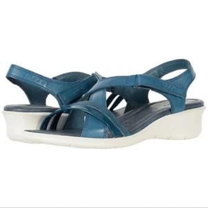 ECCO Felicia Sandal Wedge Dark Petrol Womens 40(9-9.5) NEW IN BOX - Picture 1 of 9