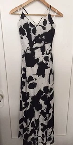 Rebecca Minkoff Alejandra Seiden-Maxikleid schwarz weiß Größe 4 Org. 378 $ Hochzeitsgast - Bild 1 von 5