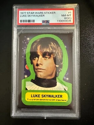 1977 Topps Star Wars Luke Skywalker Sticker Card #1 PSA 8 - Image 1 of 2