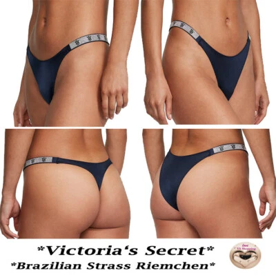 Victoria's Secret * Thong * Brazilian * String * Strass * Glitzer * blau *