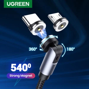 Ugreen Magnetic 540 Degree Rotating Type C Micro USB Cable 2.4A Fast Charge 1m - Picture 1 of 16