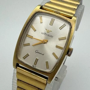 Vintage Wittnauer-Longines Swiss Hand-Wind Mechanical Watch Men Gold Tone Barrel - Picture 1 of 6