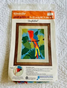 Vintage NOS WonderArt Swif Stitch Jungle Bird Vertical Stitch Needlework Kit - Bild 1 von 3