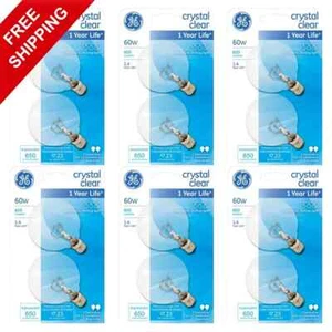 GE Crystal Clear 60W 12 Light bulbs New And Sealed Fits G 16.5 & FREE SHIPPING - Picture 1 of 2