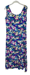 Vestido Midi Vintage Cosia Nova Azul Floral con Botones Frontales Sin Mangas Talla 10 - Imagen 1 de 4