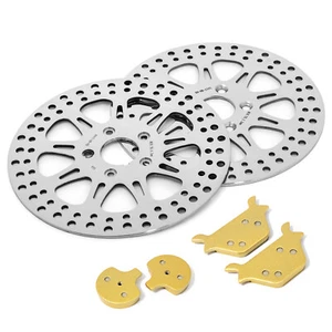 Polish 11.5" Front Rear Brake Rotor Pads for Harley Sportster XL883 XL1200 87-99 - Picture 1 of 12