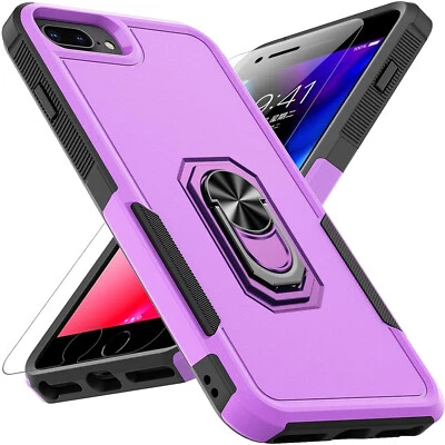 For iPhone SE 8 7 Plus 6s Case Phone Cover Shockproof Ring Stand+ Tempered Glass - Image 1 of 4