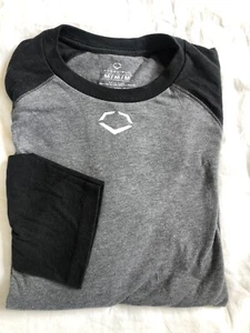 EVOSHIELD Mens M - BASEBALL SHIRT - 3/4 SLEEVE - Gray Black Cotton Blend - Picture 1 of 7