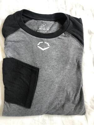 EVOSHIELD Mens M - BASEBALL SHIRT - 3/4 SLEEVE - Gray Black Cotton Blend - Image 1 of 4