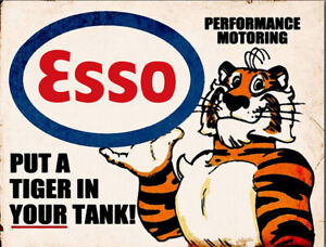 Vintage Retro Metal Esso Tiger Sign - Car Bike Workshop Garage Shed Man Cave