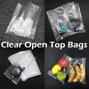 PLASTIC CLEAR BAGS T Shirt 100 200 500 1000 Flat Open Top Apparel Poly Bag 1Mil - Picture 1 of 9