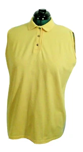 Camisa polo Fruit of the Loom para mujer talla XL amarilla sin mangas cierre de 3 botones - Imagen 1 de 3