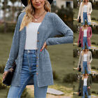 Womens Ladies Chunky Cable Knit Cardigan Button Long Sleeves Grandad Cardigan