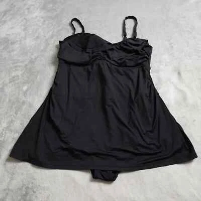 Vestido de natação feminino Leilani Plus com aro 16W preto alça ajustável Halter - Imagem 1 de 4