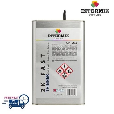 INTERMIX SUPPLIES 2K Fast Thinner, 5 Litre For Car Paint Lacquers Primers Basecoat, Universal Use
