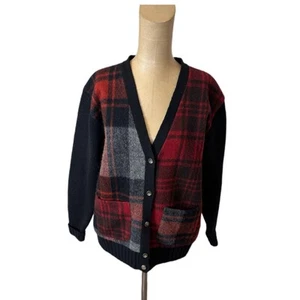 Vintage Ralph Lauren Grandpa Style Plaid Cardigan Wool Women’s Size Large - Picture 1 of 5