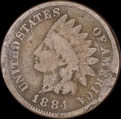 1884 1C Indian Head Cent Uncertified Circulated BN - Image 1 of 2
