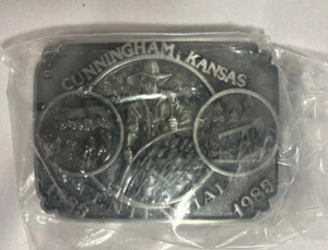 Fibbia cintura vintage Cunningham, Kansas centenario 1885/1985 edizione limitata - Foto 1 di 2