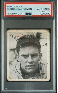 1936 Goudey Clydell Slick Castleman Signed Baseball Card PSADNA Auto Certified 9 - Picture 1 of 3
