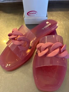EN CAJA SUMMER COUTURE EL LOOK! Toboganes de gelatina rosa soda talla 7 SPA POOL DRESSY - Imagen 1 de 7