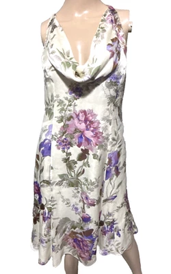 Vestido de Cóctel Giorgio Armani Vintage Años 90 Floral Seda Cuello Capucha EE. UU. 4 6 / IT 42 Foto 1 de 4