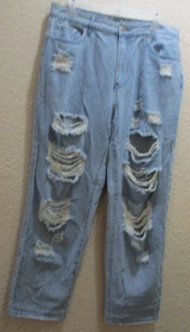 Women's Forever 21 Distressed Denim Blue 5-Pocket Jeans Size 30 Waist / 8 - Picture 1 of 5