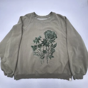 Sudadera para mujer American Eagle verde oliva terciopelo floral cuello redondo XXL - Imagen 1 de 8