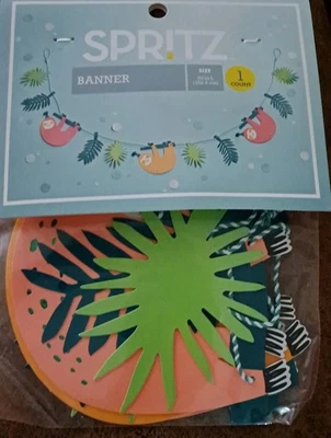 Banner de perezoso - Nuevo en paquete - Spritz - Talla 60 pulgadas largo - hojas, perezosos - decoraciones de fiesta  Foto 1 de 3