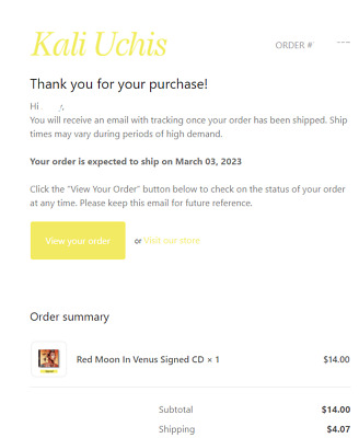 Kali Uchis Signed Red Moon In Venus Cd Autographed Proof International Shipping • 85$