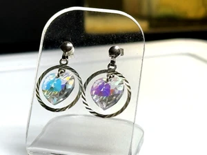 Vintage Silver Metal Earrings Jewellery Hoop Dangle Drop Stud Heart - Picture 1 of 6