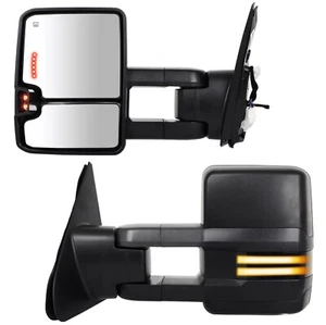 Pair Tow Mirrors Smoked LED Switchback for 2007-2021 Toyota Tundra - Picture 1 of 16