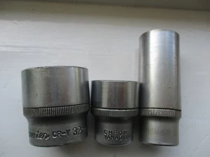 3 PREMIER SOCKETS. 32MM, 24MM & A 22MM DEEP SOCKET - 1/2" DRIVE CHROME VANADIUM - Picture 1 of 9