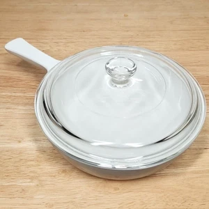 Vtg Corning Ware Microwave Browning Dish White Handle MW-83-B Pyrex Lid P83 C 7" - Picture 1 of 18