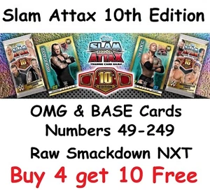 WWE Slam Attax 10th Edition Base & OMG Cards Numbers 49-249 New Stock - Picture 1 of 3