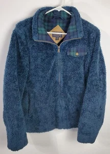 Pendleton Jacket Fleece Womens Small Blue Sherpa Deep Pile Plaid Accent Lined - Picture 1 of 15