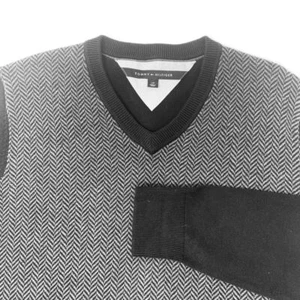 Tommy Hilfiger Herren Pullover schwarz & grau V-Ausschnitt Größe L - Bild 1 von 8