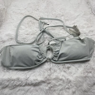 Victoria's Secret Bikini Top Size Medium Gray Halter Bandage Swim Top 3481 - Image 1 of 4