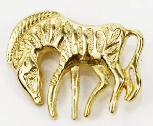 Zebra Brooch Pin Goldtone Costume Jewelry Zoo Animal Africa Safari 1.75" - Picture 1 of 2