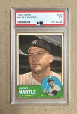 1963 Topps Baseball Mickey Mantle New York Yankees Card #200 PSA 1