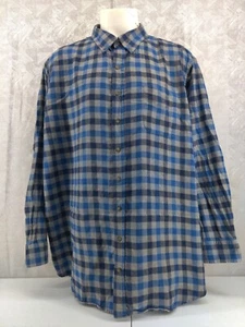 Harbor Bay Shirt Men 3XLT Gray Blue Black Flannel Check Plaid Cotton XXXL Tall - Picture 1 of 11