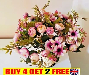 Rustic Retro Tea Rose Wedding Home Decor Artificial Flowers buy 4 get 2 free - Picture 1 of 18