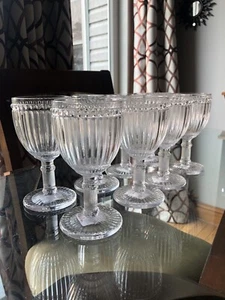 Set of 8 Pier I Ribbed Long Stem Cocktail Beverage Goblets, New - Picture 1 of 8