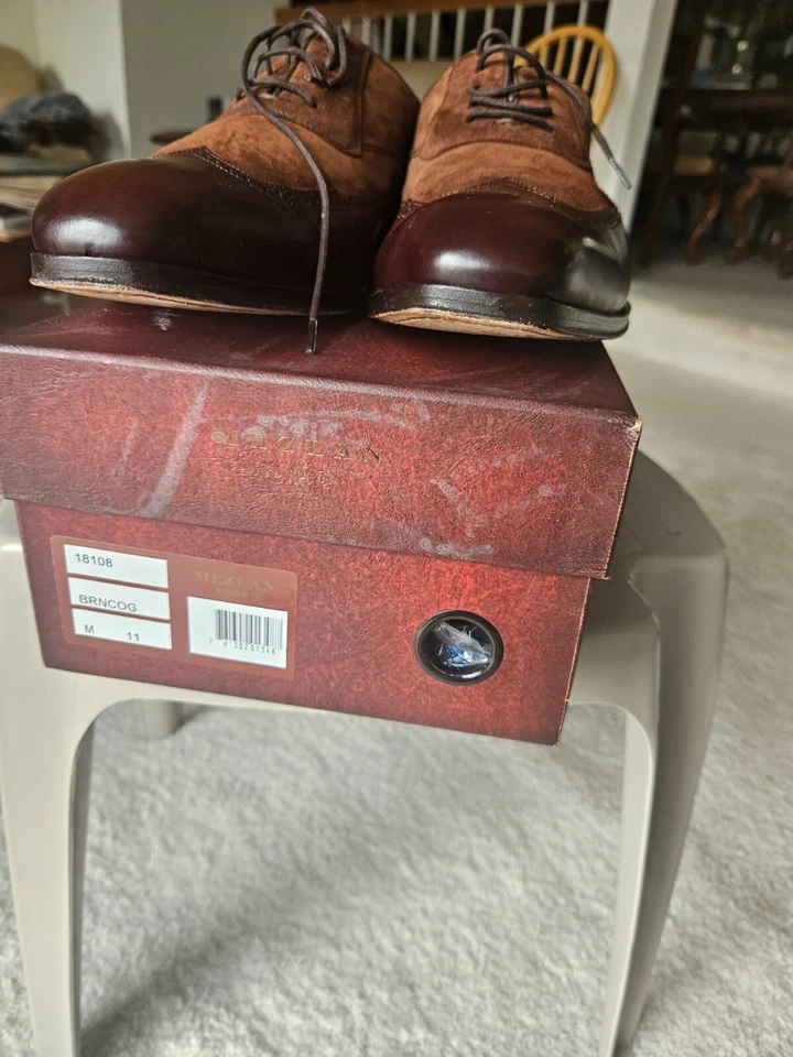 MEZLAN EXOTIC CAP TOE DERBY BROWN LEATHER SUEDE BUSINESS CASUAL DRESS FOR MEN 11 - Image 1 of 4