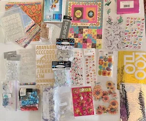 Scrapbooking Supplies Bundle 2.5 lbs of Stickers Letterings Stamps Papers (Bx 2) - Picture 1 of 6