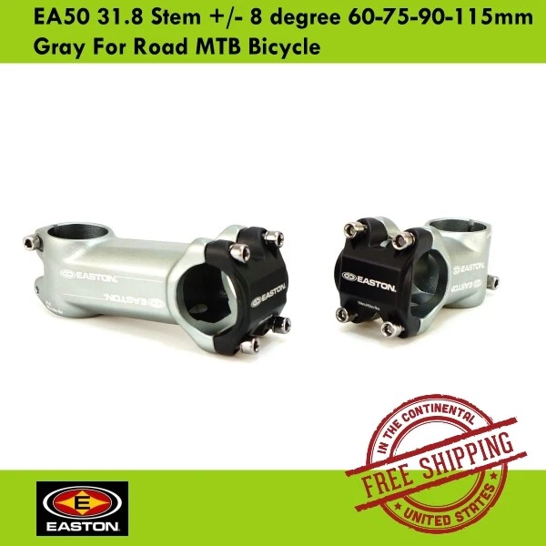 Easton EA50 31.8 Stem +/- 8 degree 60-75-90-115mm Gray For Road MTB Bicycle - Image 1 of 4