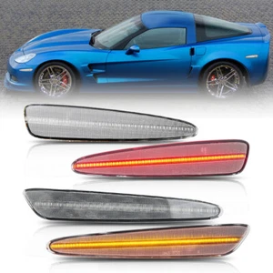 Luz de marcador lateral LED de lente transparente para Chevy Corvette C6 2005-2013 delantera y trasera 4 piezas - Imagen 1 de 9