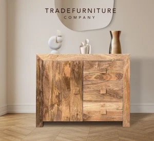 SOLID MANGO WOOD SMALL LIGHT DAKOTA SIDEBOARD NEW INDIAN FURNITURE - Picture 1 of 6