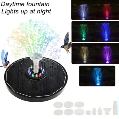 Fuente Solar Bomba Pájaro Baño Piscina Fuente con Coloridas Luces LED para Jardín Foto 1 de 4