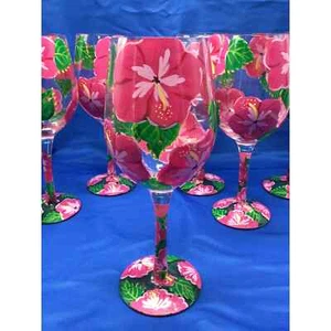 Collezione Lolita Hibiscus bicchieri da vino dipinti a mano 6 - Foto 1 di 4