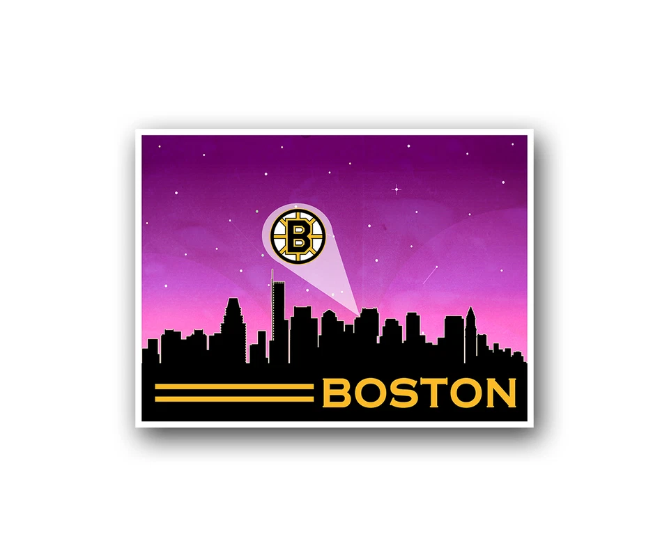 Póster Boston Bruins City Skyline arte impresión hombre cueva decoración 12x16" Foto 1 de 1